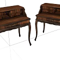 Vintage Wooden Desks With Drawers And Ornate Carved Legs Design