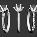 Three Elegant Silver Rings With Large Transparent Gemstones And Small Diamond Decorations