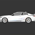 White BMW M Coupe With Blue Red Stripes Rear Spoiler And Sporty Design