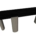 Modern Dining Tables With Black Tops And Light Cylindrical Legs Design 3d model