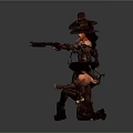 Female Characters In Brown Leather Outfits Wide Brimmed Hats And Weapons Various Action Poses