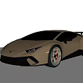 Tan Lamborghini Sports Car With Sleek Body Rear Spoiler And Alloy Wheels