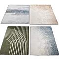 Modern Square Rugs With Stylish Patterns Featuring Curves And Geometric Shapes 3d model