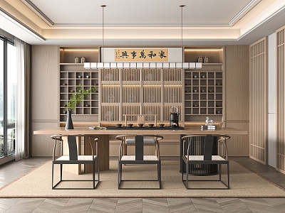 New Chinese Tea Room Tea Table and Chair 3d model