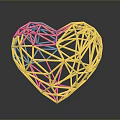 Golden Geometric Heart Shaped Decorative Home Living Accessory With Reflection On Dark Background
