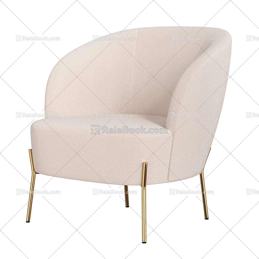 Vintage Leisure Chair Wide Armchair 3d model