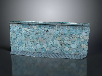 Natural Stone Wall Featuring Blue Green Circular Stones And Decorative Edges 3d model