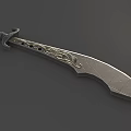 Scimitar Weapon Featuring Silver Blade Golden Patterns Brown Leather Handle And Metal Decorations 3d model