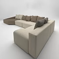 Modern Comfortable Sectional Sofa With Beige Brown Cushions And L Shape 3d model