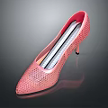 Pink Perforated High Heel Shoes With Stiletto Heel And Striped Sole