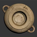 Ancient Carved Terracotta Vase With Cracked Surface And Two Handles