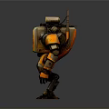 Futuristic Orange And Gray Robot With Mechanical Structure And Camera Antenna