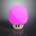 Pink Mushroom With Round Cap Light Base And Smiley Face Design