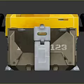 Yellow Brown Equipment Case With Black Handles Green Indicators Support Legs And Number 123