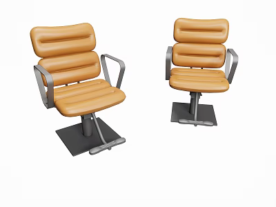 Modern Brown Leather Massage Chair With Metal Armrests And Black Base 3d model