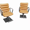 Modern Brown Leather Massage Chair With Metal Armrests And Black Base