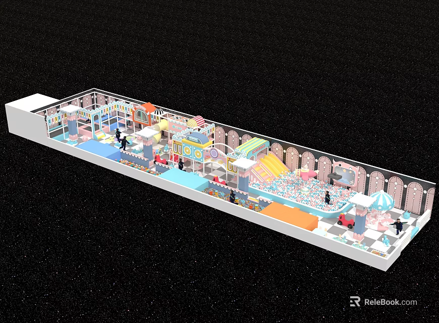 Commercial Playground Equipment For Indoor Kids Play Area With Slides Ball Pools And Safety Features 3d model 