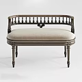 Classic Sofa Bench With Carved Metal Frame And Light Colored Upholstery