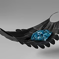 Black Fabric Hammock With Modern Hanging Design And Blue Stone On Surface