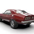 Red Classic Muscle Car With White Racing Stripes Two Door And Alloy Wheels Design