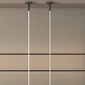 Ceiling Mounted White Long Strip Pendant Lights With Black Horizontal Bars On Beige Wall