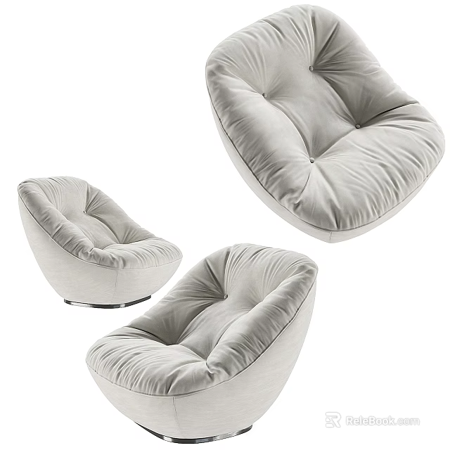 Comfortable Light Gray Single Sofa With Soft Padded Design And Plush Upholstery 3d model 