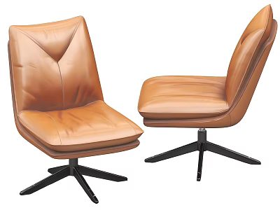 Tan Leather Office Chair With Modern Design And Five Star Base 3d model