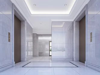 Modern elevator hall elevator aisle corridor public area characteristic office building elevator 3d model