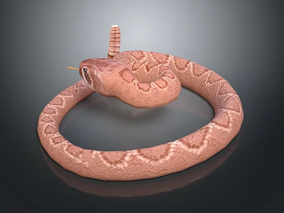 Pink Coiled Snake With White Markings And Horned Head On Dark Background 3d model