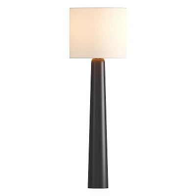 Modern Minimalist Floor Lamp With Black Pole And White Fabric Lampshade 3d model