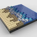 Building Blocks Model With Blue Water Sand And Clear Crystal Pieces