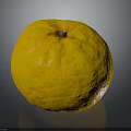 Fresh Ripe Yellow Orange Fruit With Small Stem On Dark Reflective Background