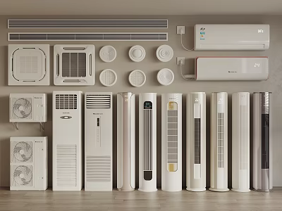 Different Types Of Air Conditioners And Fans Displayed 3d model