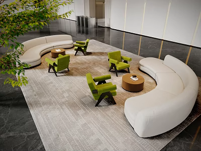 Modern Lounge Area Modern Lobby Lounge Area Leisure Sofa Combination Lobby Bar Multi-person Sofa Curved Sofa Combination 3d model