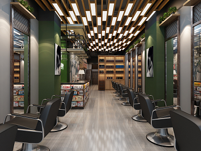 Industrial LOFT Barber Shop 3d model