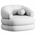 Cozy White Plush Lounge Chair with Rounded Arms and Round Cushion