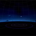Starry Cosmic Space Background With Blue Nebula And Purple Rings Around Planets