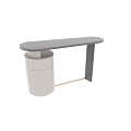 Modern Minimalist Dressing Table With Sleek Countertop And Cylindrical Cabinet