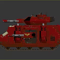 Red And Beige Armored Tank With Cannon Tracks Front Armor And Decorative Details