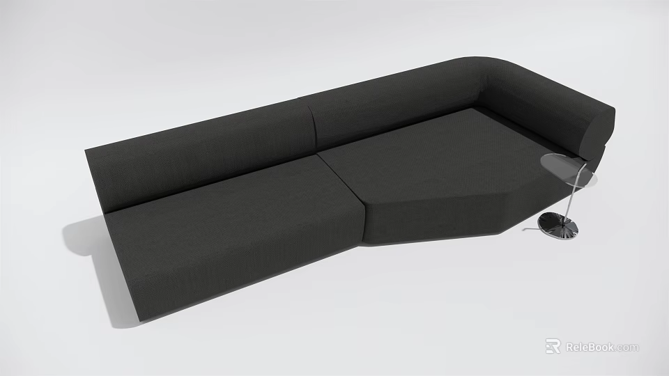 Comfortable Black Sectional Sofa With Modern Fabric Upholstery And Modular Design 3d model
