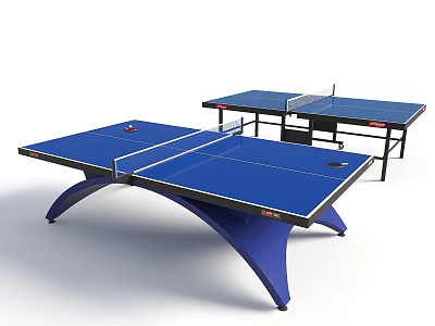 Durable Indoor Ping Pong Tables With Blue Top And Sturdy Net Frame For Sports 3d model
