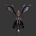 Fantasy Woman Character With Purple Black Wings And Armor Like Outfit