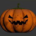 Orange Pumpkin Decorative Household Item with Green Stem and Textured Surface for Home Decoration