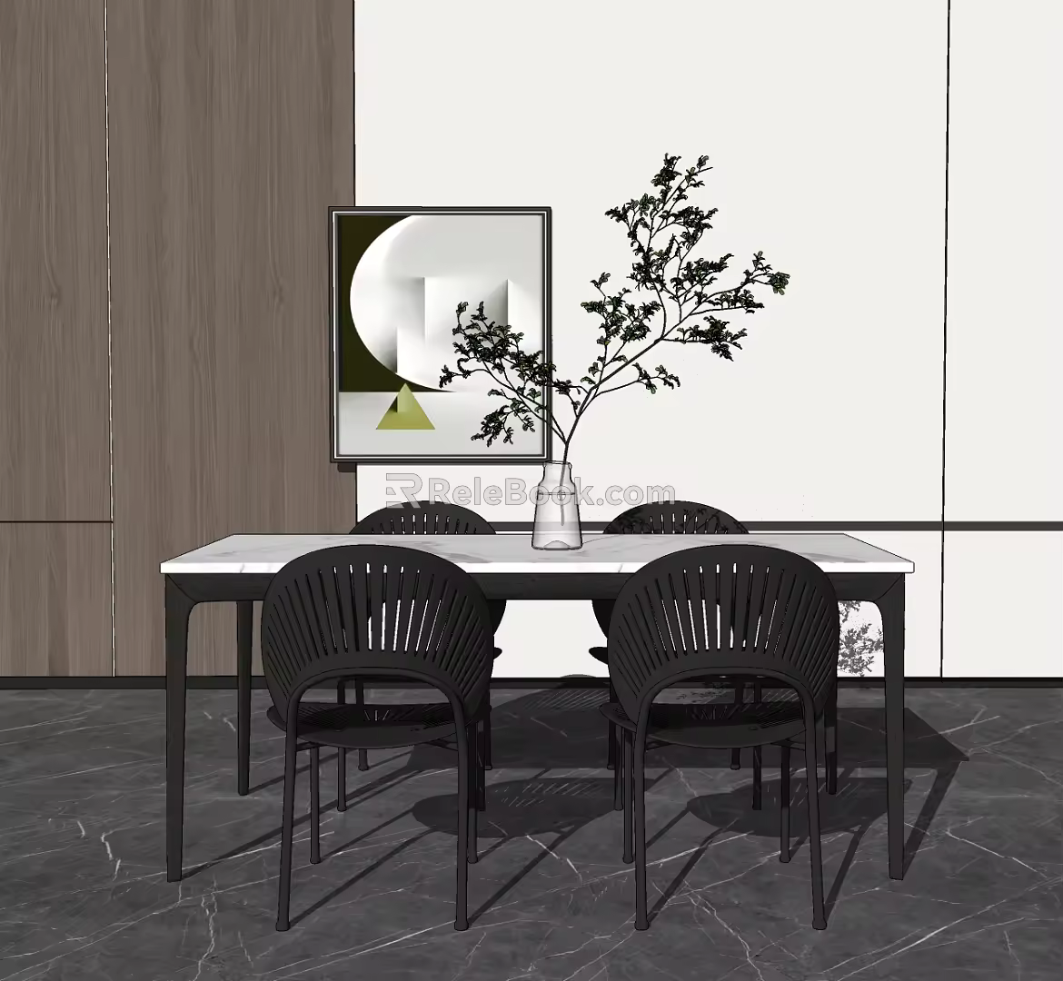 Modern Dining Table and Chair Combination Dining Table and Chair 3d model