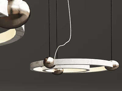 Modern Circular Chandelier With Metal Spheres And Illuminated Lights For Interior Decor 3d model