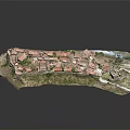Detailed Miniature Model of Ancient Village with Traditional Buildings Roads and Natural Terrain