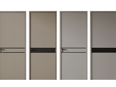 Modern Swing Doors With Various Colors Decorative Strips And Handles Design 3d model