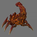 Red Orange Fantasy Scorpion Creature With Spiked Exoskeleton Sharp Claws And Glowing Tail 3d model