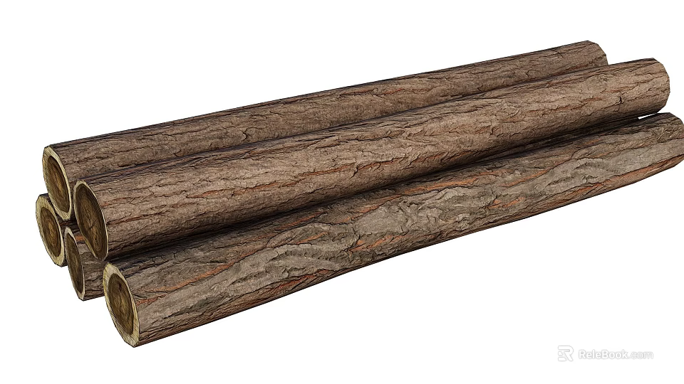 Several Arbor Trunks Featuring Natural Bark Texture And Solid Wood Material 3d model 