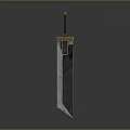 Blue Blade Sword With Golden Hilt Guard Brown Handle And Red Gemstone